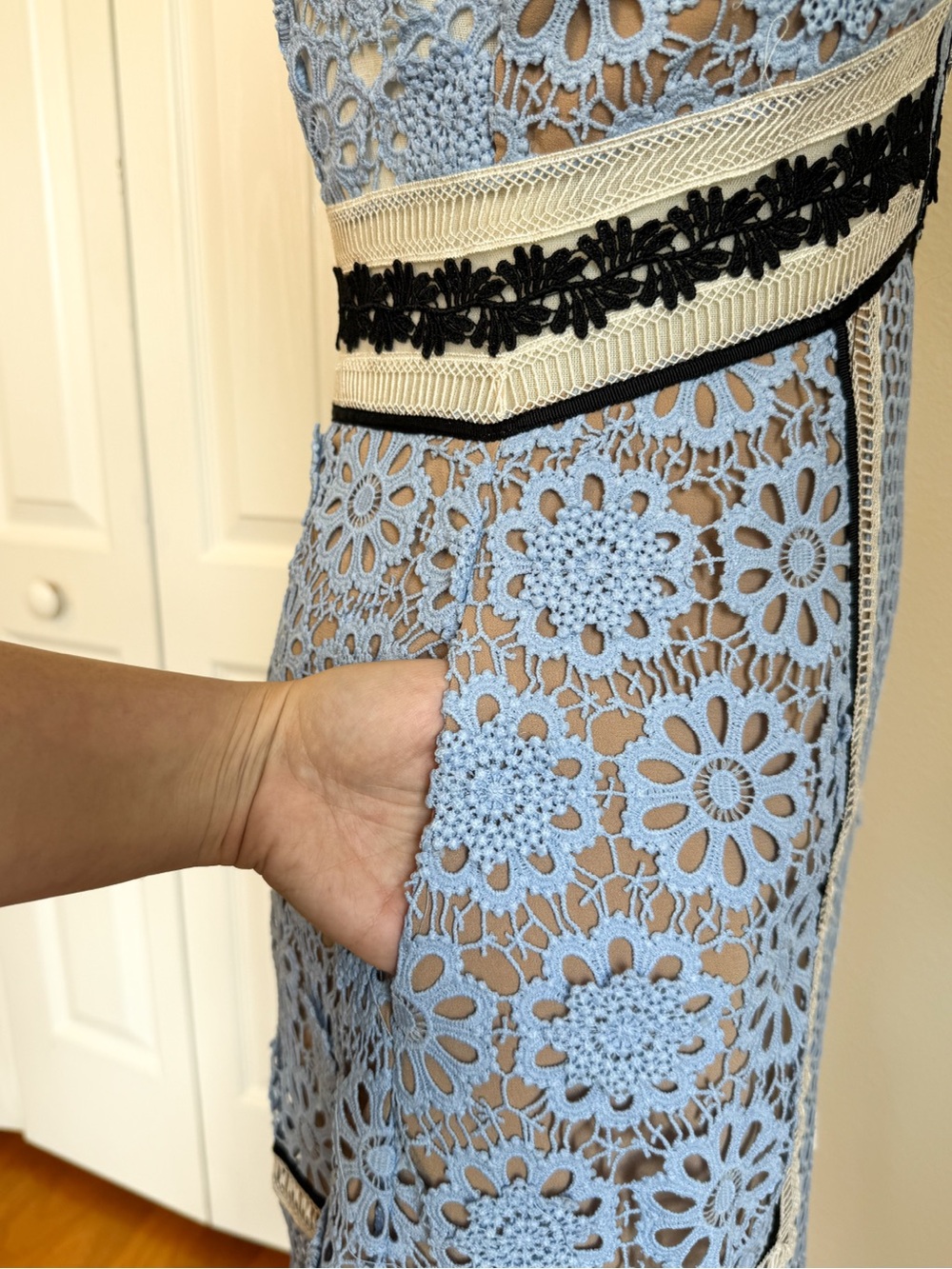 Self-Portrait Blue Floral Lace Midi Dress US 2 NWT - Picture 7 of 13